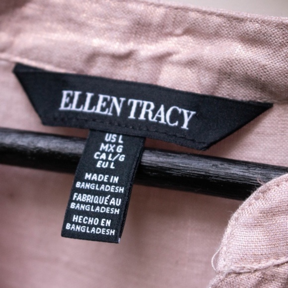 Ellen Tracy | NWT Pink Linen Short Sleeve Blouse - Picture 2 of 7